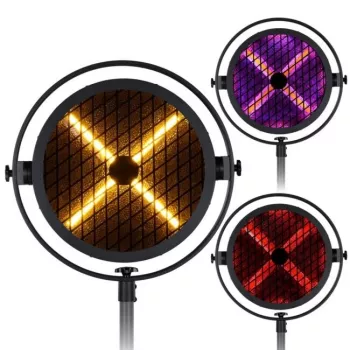 EVOLIGHTS LUMEN X V2 100W judančios galvos prožektorius su 3 briaunų prizme, 7 spalvų ratu, besisukančiais gobo, DMX512