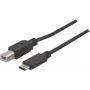 EXERTIS CONNECT USB 2.0 kabelis, USB Type-C į USB Type-B, juodas, 1,0 m 150304