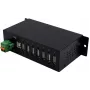 EXSYS EX-1179HMVS 7 prievadų USB 2.0 pramoninis metalinis šakotuvas su DIN bėgio tvirtinimu, 480 Mbit/s, ESD apsauga, -40 iki 85°C