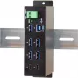 EXSYS EX-1197HMS 7 prievadų USB 3.1 Gen 1 pramoninis DIN bėgio mazgas su DC maitinimu
