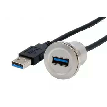 EXSYS EX-49186 USB 3.2 Gen 1 skydelio montavimo adapteris, USB-A moteriškas į vyrišką, 30 cm, metalinis