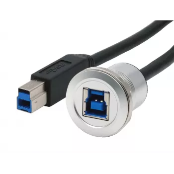 EXSYS skydinio montavimo USB-B moteriškas į USB-B vyriškas adapterio kabelis, USB 3.2 Gen 1, 30 cm, metalinis korpusas EX-49187