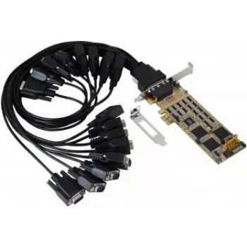 EXSYS PCIe 16 prievadų RS-232 nuosekliosios sąsajos plokštė su SystemBase lustų rinkiniu, 921,6 Kbps, 15KV ESD, žemo profilio EX-44316-2