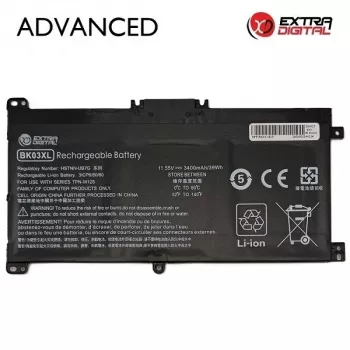 Extra Digital Advanced nešiojamojo kompiuterio baterija, skirta HP BK03XL - 3400mAh, 11.55V, 39.3Wh, 3 celių, juoda