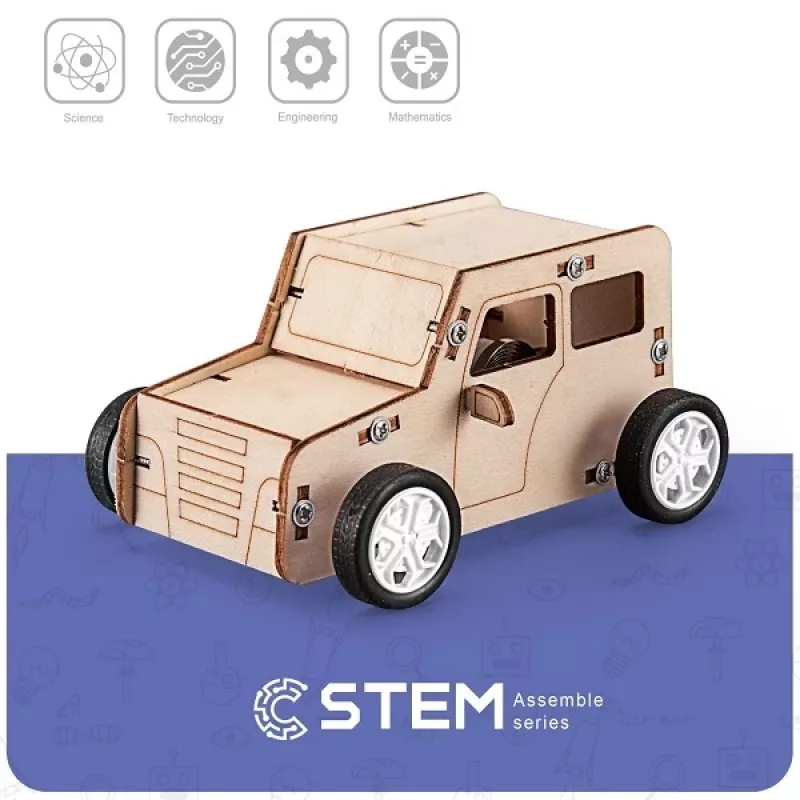 EXTRA DIGITAL medinis konstravimo rinkinys inercinis automobilis, edukacinis modelis