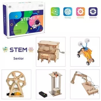EXTRA DIGITAL Wooden Construction Kit Set Young Inventors Laboratory, 5 Educational Models