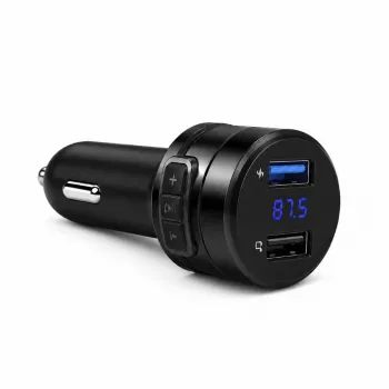 EXTRALINK Bluetooth FM siųstuvas su 2x USB įkrovikliu, laisvų rankų skambučiais, juodas