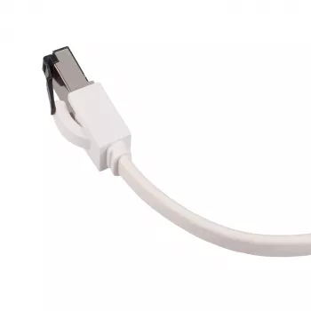 EXTRALINK Cat.8 U/FTP plokščias jungiamasis kabelis 5m 40Gbps baltas