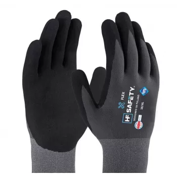 Extralink HF Safety Flex apsauginės pirštinės, dydis 10/XL, nitrilo putų danga, EN 388:2016 4131X, juodos/pilkos, 1 pora