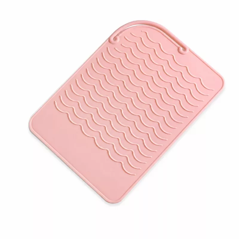 EXTRALINK HOME Silikoninis karščiui atsparus kilimėlis plaukų tiesintuvui ir garbanojimo žnyplėms 22x16 cm rožinis