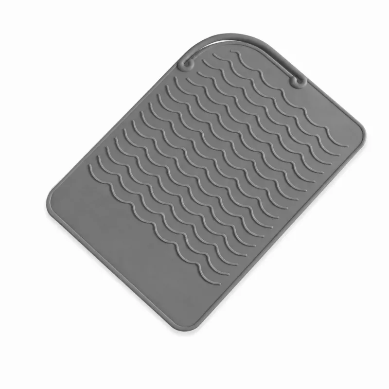 EXTRALINK HOME Silikoninis karščiui atsparus kilimėlis plaukų tiesintuvui ir garbanojimo žnyplėms, 22x16 cm, pilkas
