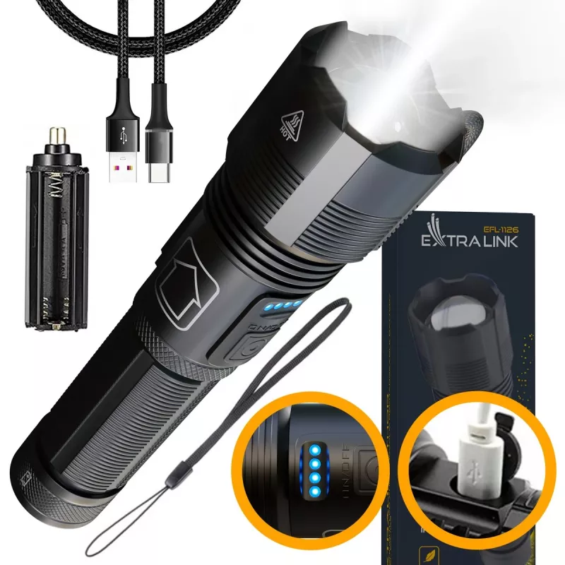 Extralink LED Flashlight EFL-1126 Thor, 1000lm