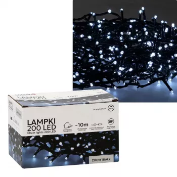 Extralink LED girlianda 200 LED šaltai baltos šviesos 10m + 3m IP44 vidaus / lauko