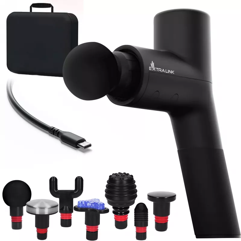 Extralink Massage Gymgun Fit 2.0 Pro masažinis pistoletas, 7 antgaliai, 6 režimai