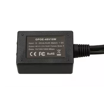 Extralink PoE inverteris 1 prievadas, įvestis 1x 1000Mb/s RJ45/Jack 10-30V, išvestis 48V