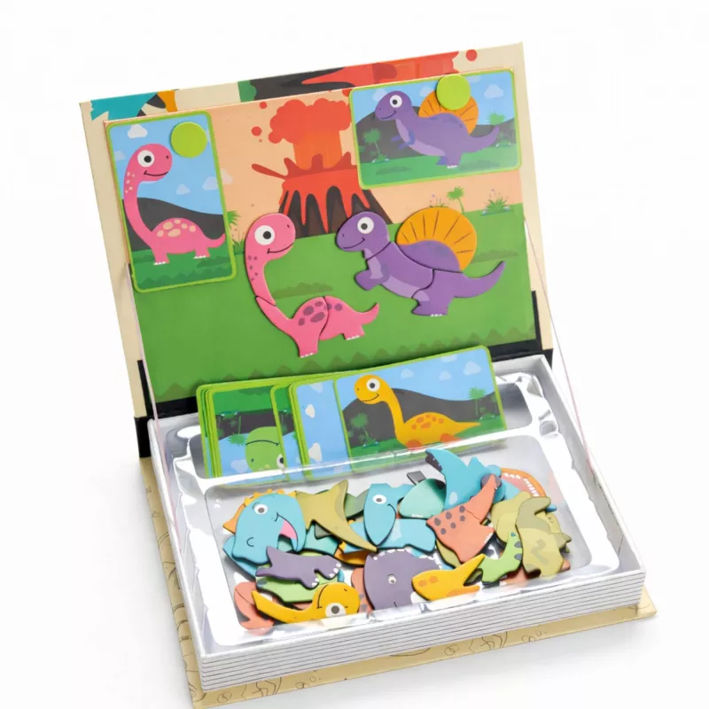 EXTRALINK TOYS Magnetinė dėlionė knyga 64 dalys Dinozaurai