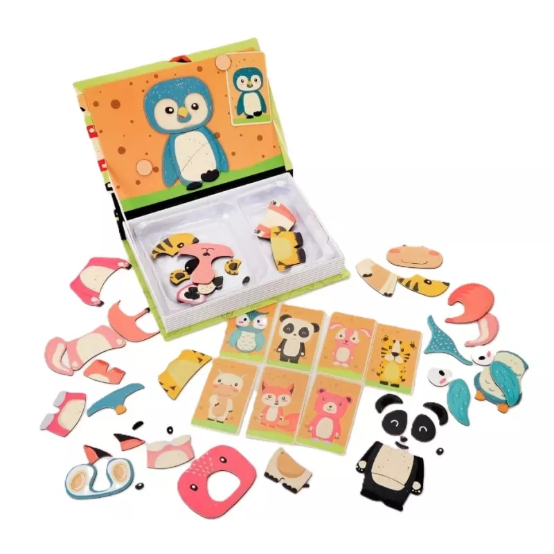 EXTRALINK TOYS Magnetinė dėlionė knyga Gyvūnai 68 dalys