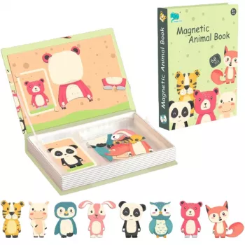 EXTRALINK TOYS Magnetinė dėlionė knyga Gyvūnai 68 dalys