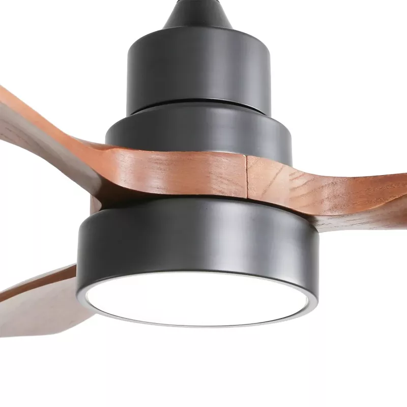 Extralink Walnut Dark 48 protingas WiFi lubų ventiliatorius su LED šviesa, tamsus riešutas, 122cm, Tuya programa, nuotolinio valdymo pultas, DC variklis, 6 greičiai, reguliuojamas šviesos ryškumas, suderinamas su Alexa ir Google