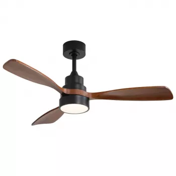 Extralink Walnut Dark 48 protingas WiFi lubų ventiliatorius su LED šviesa, tamsus riešutas, 122cm, Tuya programa, nuotolinio valdymo pultas, DC variklis, 6 greičiai, reguliuojamas šviesos ryškumas, suderinamas su Alexa ir Google