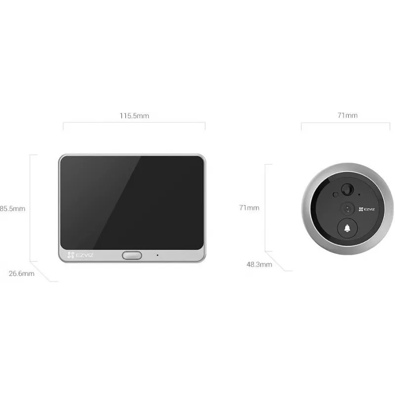 Ezviz CS-CP4 2MP Wi-Fi skaitmeninis durų žiūronas su 4.3 colio ekranu, sidabrinis