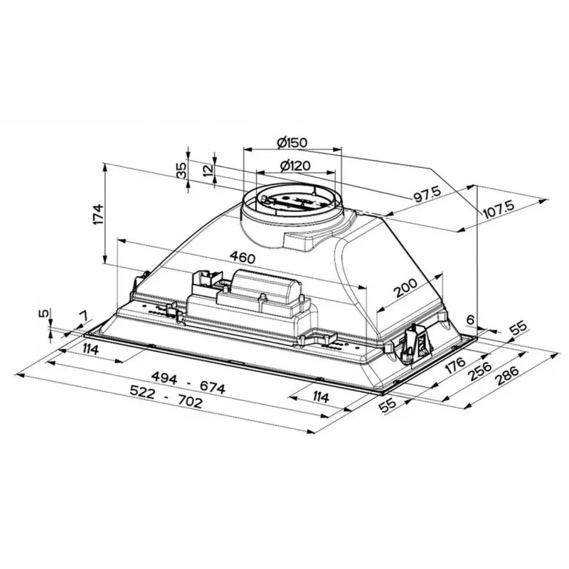 Faber Inka Smart C BK A52 Įmontuojamas gartraukis (52 cm, juodas, 330 m³/h, LED)