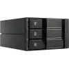 Fantec BP-SA2131 3 skyrių SAS/SATA pagrindinės plokštės modulis 5,25 colio skyriui - be dėklų, karšto keitimo, 70 mm ventiliatorius, juodas aliuminis 2185