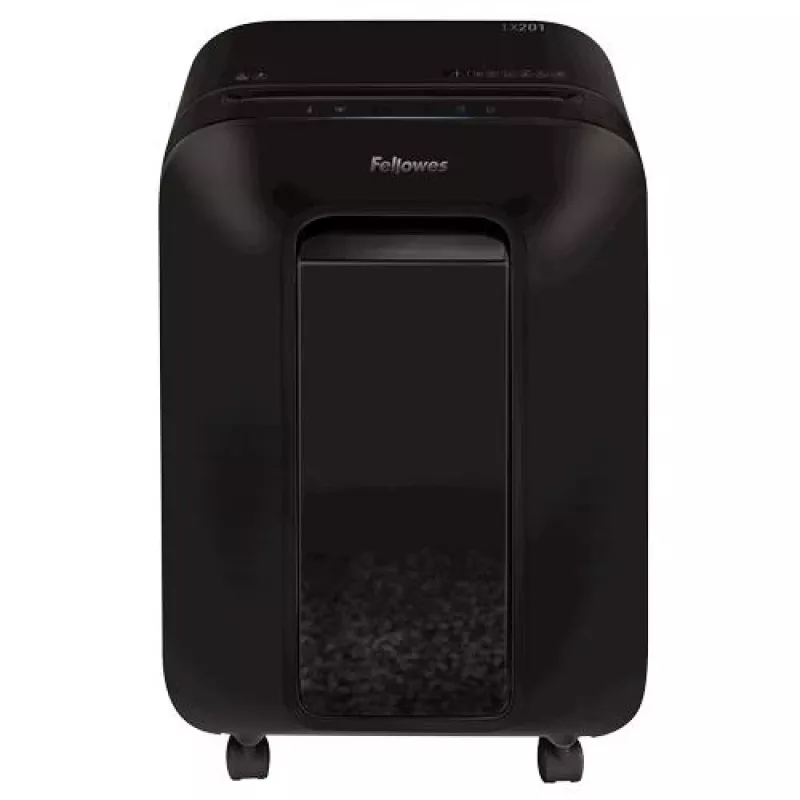 Fellowes Powershred LX201 Micro-Cut Shredder, juoda, 10 lapų, P-5 saugumas, 22L krepšelis