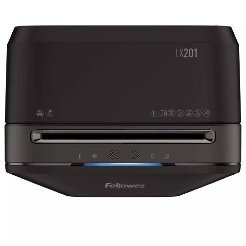 Fellowes Powershred LX201 Micro-Cut Shredder, juoda, 10 lapų, P-5 saugumas, 22L krepšelis