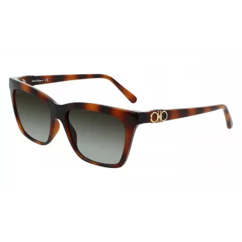 Ferragamo SF1027S-214 moteriški akiniai nuo saulės Havana acetatas kvadratiniai rudi gradientiniai 55mm