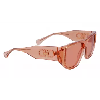 Ferragamo SF1077S-838 Unisex Akiniai Pilotiniai Blizgantys Rožinio Aukso Rudi Gradientiniai 56/13/140 mm
