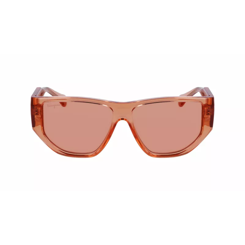 Ferragamo SF1077S-838 Unisex Akiniai Pilotiniai Blizgantys Rožinio Aukso Rudi Gradientiniai 56/13/140 mm