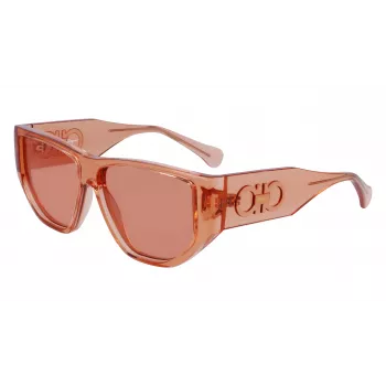 Ferragamo SF1077S-838 Unisex Akiniai Pilotiniai Blizgantys Rožinio Aukso Rudi Gradientiniai 56/13/140 mm