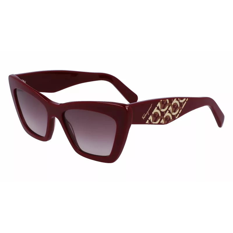 FERRAGAMO SF1081SE-603 Moteriški katės akies akiniai nuo saulės bordo rudi gradientiniai 55mm