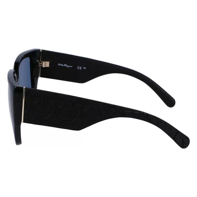 Ferragamo SF1088SE-001 Moteriški akiniai nuo saulės Drugelio formos acetatiniai Juodi Pilki 57mm