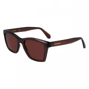 FERRAGAMO SF2001S-232 Unisex akiniai nuo saulės Havana Brown Square Acetate rėmelis Brown lęšiai 54/20/145 mm