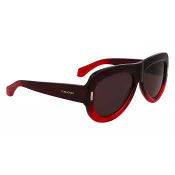 FERRAGAMO SF2029SE-615 Moteriški akiniai nuo saulės - Raudonas acetatinis rėmelis, pilki gradientiniai lęšiai, 57 mm