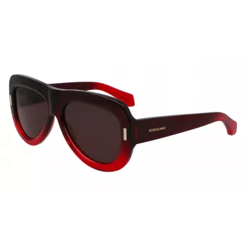 FERRAGAMO SF2029SE-615 Moteriški akiniai nuo saulės - Raudonas acetatinis rėmelis, pilki gradientiniai lęšiai, 57 mm