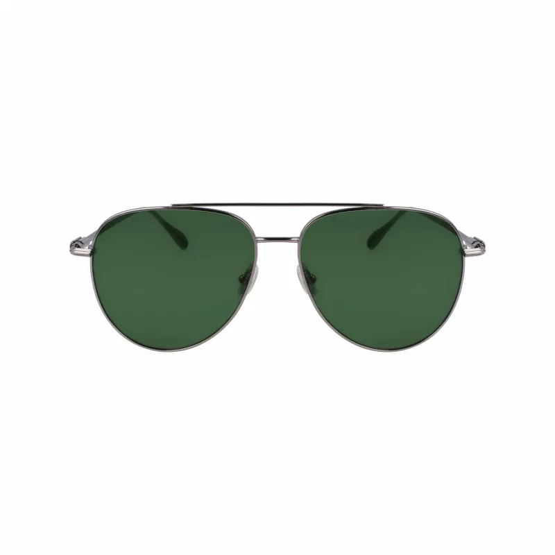FERRAGAMO SF308S-44 Vyriški stačiakampiai akiniai nuo saulės - Rudi Havana acetato rėmeliai, pilki polikarbonatiniai lęšiai, UV400 apsauga