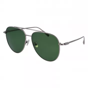 FERRAGAMO SF308S-44 Vyriški stačiakampiai akiniai nuo saulės - Rudi Havana acetato rėmeliai, pilki polikarbonatiniai lęšiai, UV400 apsauga