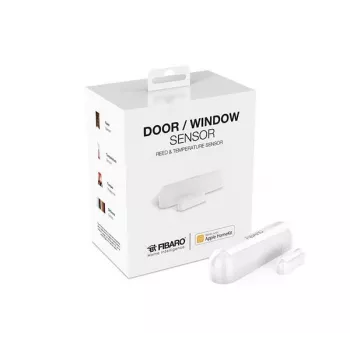Fibaro Door Window Sensor 2, skirtas Apple HomeKit – baltas, Bluetooth Low Energy, įmontuotas temperatūros jutiklis