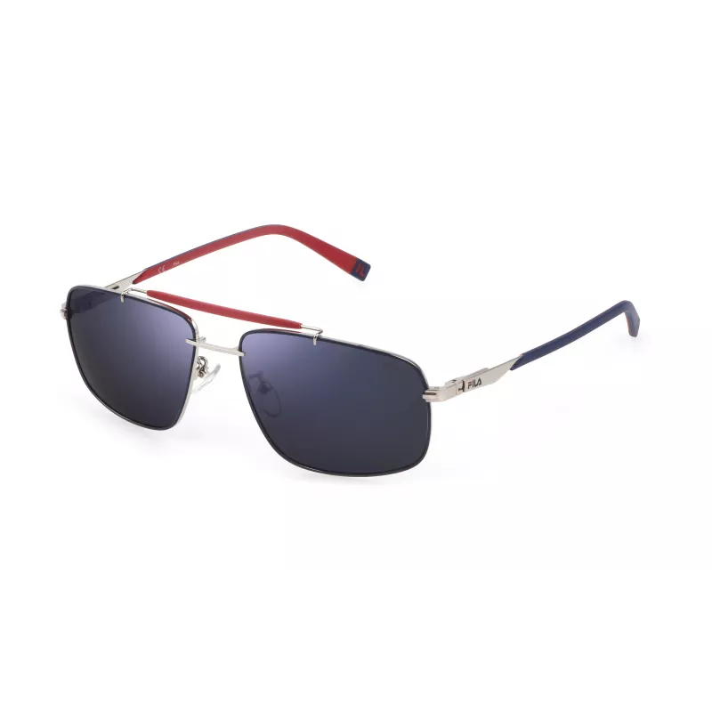 FILA SFI210V60E70B Vyriški stačiakampiai Havana acetatiniai akiniai nuo saulės su rudais polikarbonatiniais lęšiais 60/16/145 mm