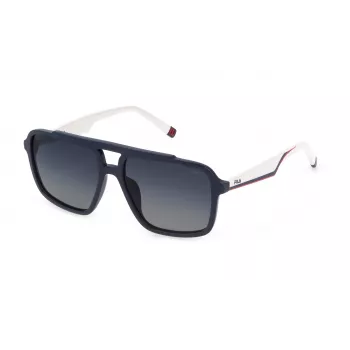 FILA SFI460-57D82P Unisex akiniai nuo saulės, juodas rėmelis, pilki poliarizuoti lęšiai, 57 mm
