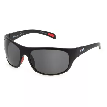 FILA SFI514-64U28P Vyriški poliarizuoti akiniai nuo saulės, juodas rėmelis, pilki lęšiai, 64/17/130 mm