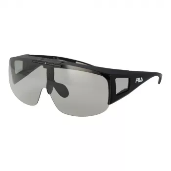FILA Unisex akiniai nuo saulės SFI126-99U28F Shield stiliaus juodas rėmas, dūminiai lęšiai, UV400