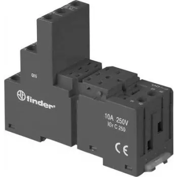 Finder 94.03.0 juodas varžtinis lizdas 55.33/55.34 ir 85.33/85.34 relėms, 3 polių, 10A 250V, DIN/skydo montavimas