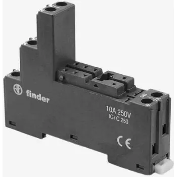 Finder 95.050 varžtinių gnybtų lizdas 40/44/51/52/61 serijos relėms, DIN bėgelio/panelės montavimas, 8 kontaktų, 10 A, 250 V AC, juodas