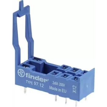 Finder 97.12 relinė lizdavietė 46 serijai, 8 kontaktų, varžtiniai gnybtai, DIN bėgelio/skydo montavimas, 10 A, 250 V AC, pilka