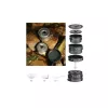 FIREMAPLE FMC-201 stovyklavimo indų rinkinys - 8 dalių kietai anoduoto aliuminio puodų ir keptuvių rinkinys su įdedamu dizainu 1-2 žmonėms