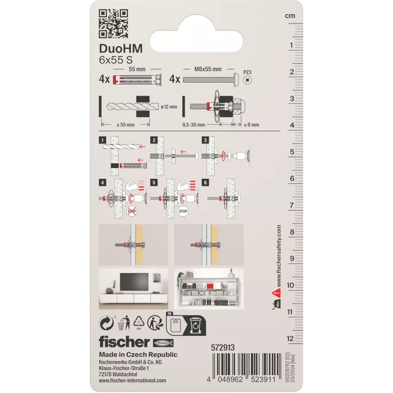 Fischer DuoHM 6x55 S ertmės inkaras su varžtais, 4 vnt. 572913